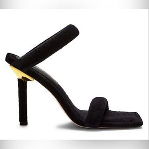 NIB Good American Terry Ankle Wrap Sandals Black Size 10.5